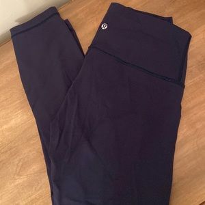 Navy lululemon wunder train high rise leggings